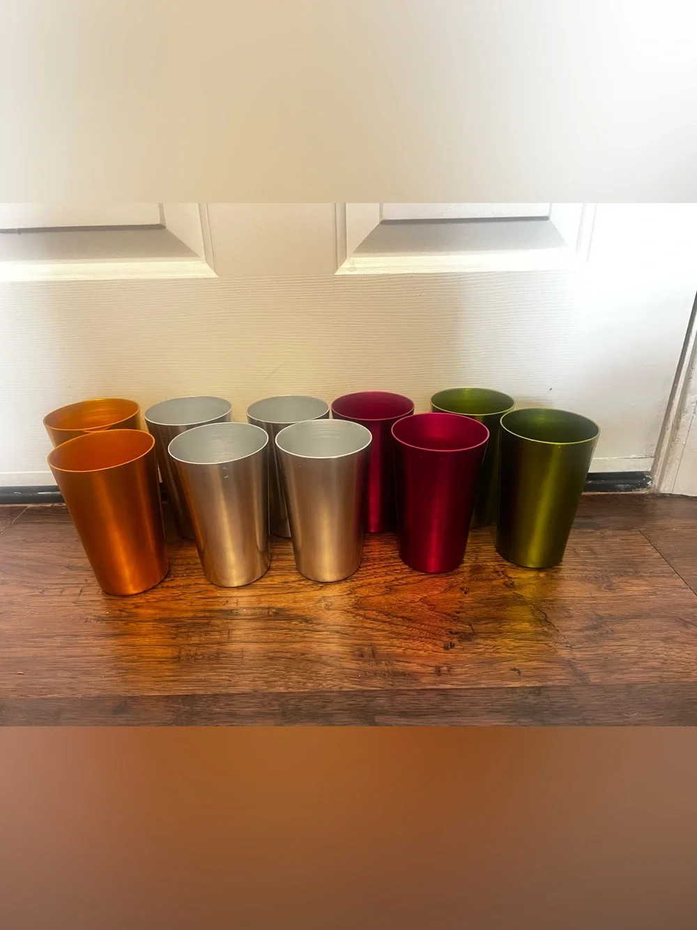 Vintage Metallic Assorted Color Drink Tumblers - Silver, Pink, Green, Orange
